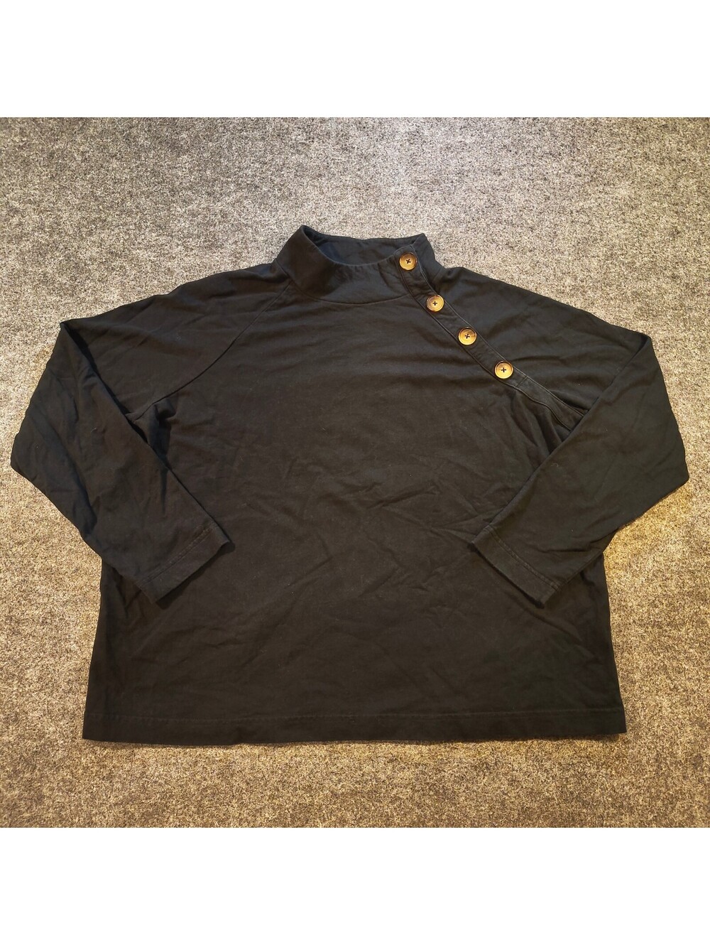 Vineyard Vines Womens Black Asymmetrical Button Mock Neck Top Size XL